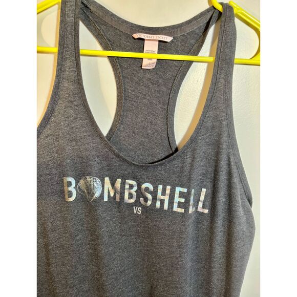 Victoria’s Secret VS Bombshell Glitter Graphic Racerback Tank Top – Size M –Gray - Picture 4 of 4